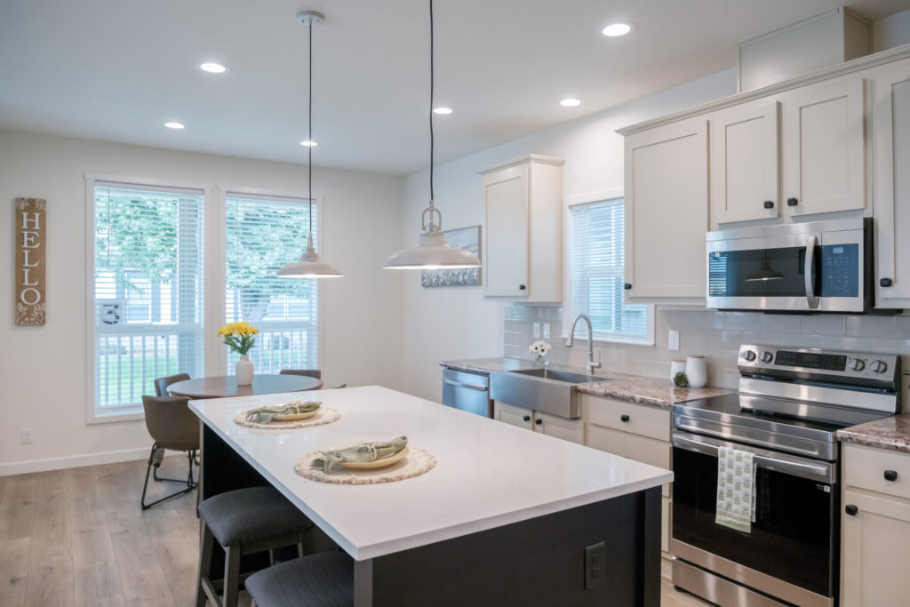 modern manufactured home kitchen with island