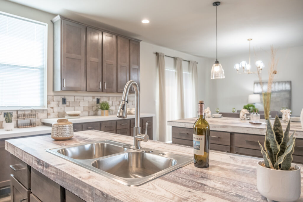 stainless steel sink in manufactured home kitchen